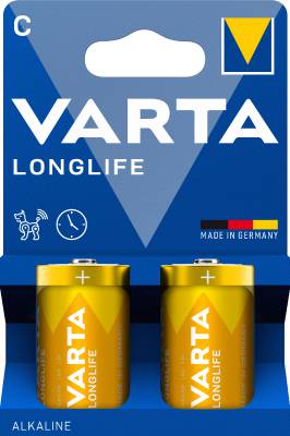 Alkaliska batterier Longlife, BATTERI VARTA LONGLIFE LR14 C 2-PACK