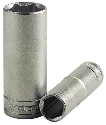 Hylsa. Med 1/2" fyrkantsfäste. Teng Tools M1206136-C / M1206146-C, HYLSA LÅNG 1/2 19MM 6-KANT