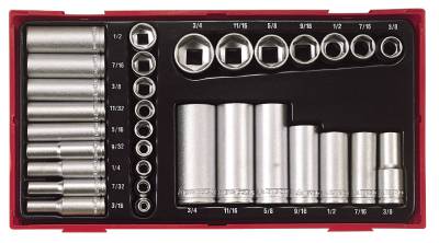 32 delars Hylssats. Med 1/4'' och 3/8'' fyrkantsfäste Teng Tools TTAF32, HYLSSATS 1/4 3/8 TUM 32 DELAR
