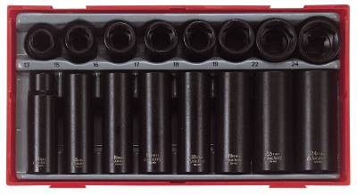 16 delars Krafthylssats. Med 1/2" fyrkantsfäste Teng Tools TT9116, KRAFTHYLSSATS 1/2 TT9116N