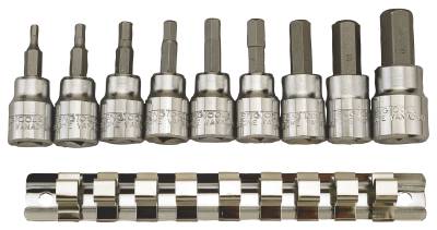Insexhylssats. Med 3/8" fyrkantsfäste. Teng Tools M3812 / M3811, HYLSBITSSATS 3/8 SEXKANT MM 9 DELAR