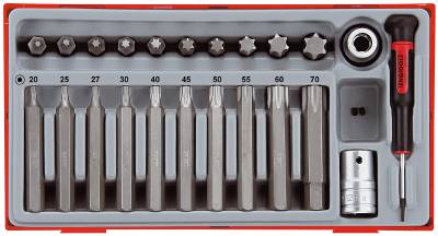 23 delars TX-hyls-sats. Med 1/2'' fyrkantsfäste Teng Tools TTTX23, HYLSBITSSATS TX 1/2 23 DELAR
