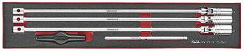 5 delars Tändstiftshylssats med extra långa hylsor med 3/8'' fäste och T-handtag. Teng Tools TEXTB05, TÄNDSTIFTSHYLSSATS TTXTB05