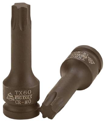 Krafthylsbits för TX-spår med 1/2" fyrkantsfäste. Teng Tools 921207TX-C / 921270TX-C, KRAFTHYLSBITS 1/2 TX10 78MM