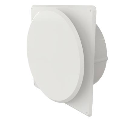 Tallriksventil rund med fyrkantsram plast Flexit, TALLRIKSVENTIL FLEXIT FYRKANTIG RAM RUND KARM DIAMETER 100MM