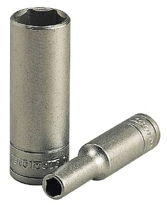 Hylsa. Med 1/4" fyrkantsfäste. Teng Tools M140206-C / M140216-C, HYLSA LÅNG 1/4, 7/16 6-KANT