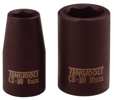 Tunnväggiga krafthylsor med 1/4" fyrkantsfäste Teng Tools 960506-C / 960513-C, KRAFTHYLSA 1/4 8MM