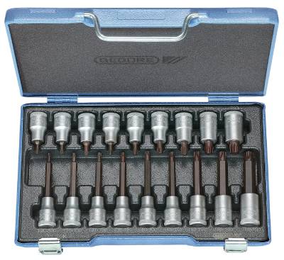 Torx-hylsor i sats. Med 1/2" fyrkantsfäste. Gedore ITX19LKP, TORX-SATS ITX19 LKP