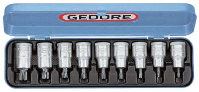 Torx-hylsor i sats. Med 1/2" fyrkantsfäste. Gedore ITX19PM, TORX-SATS ITX 19 PM