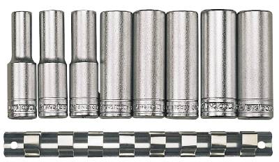 Hylsor i sats. Med 1/2" fyrkantsfäste. Teng Tools M1207, HYLSSATS LÅNGA 1/2 MM M1207