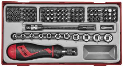84 delars Bitsskruvmejselsats Teng Tools TTMDR84, BITSSPÄRRSKRUVMEJSELSATS 84DELAR