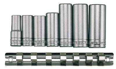 Hylssats. Med 3/8" fyrkantsfäste. Teng Tools M3807, HYLSSATS LÅNGA 3/8 MM M3807
