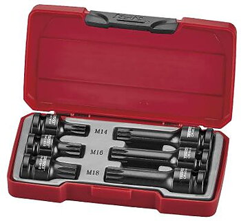 6 delars Krafthylsbitssats med 1/2"fyrkants-fäste Teng Tools T9206, KRAFTHYLSBITSSATS 1/2 XZN