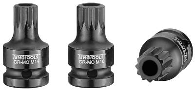 Krafthylsbits för XZN med 1/2"fyrkantsfäste. Teng Tools 921814/923818, KRAFTHYLSBITS 1/2 XZN 14 78MM