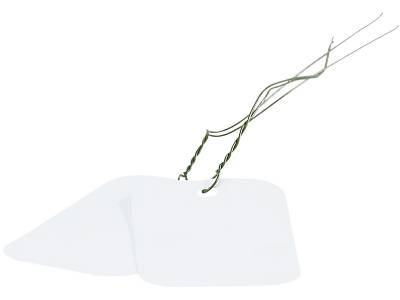 Märklapp av plåt med tråd, MÄRKLAPP 40X70MM MED TRÅD