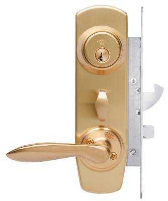 Låssats ASSA Entré K1, komplett, LÅSSATS ENTRE D12 K1 ASSA MED HANDTAG 1956 FÖRNICKLAD - 3