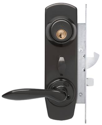 Låssats ASSA Entré K1, komplett, LÅSSATS ENTRE D12 K1 ASSA MED HANDTAG 1956 MATTFÖRKROMAD - 4