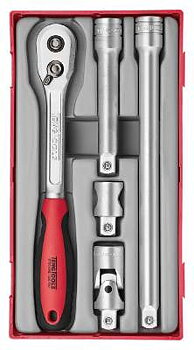 5 delars Spärrhandtagssats. Med 1/2'' fyrkantsfäste Teng Tools TT1205, SPÄRRHANDTAGSSATS 1/2 5 DELAR