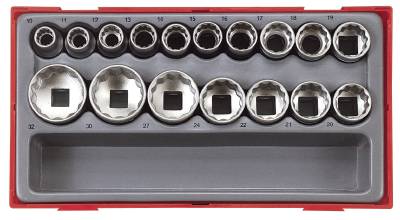 17 delars Hylssats. Med 1/2" fyrkantsfäste Teng Tools TT1217 / TT1217-6, HYLSSATS 1/2 10-32MM TT1217-6