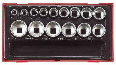 15 delars Hylssats. Med 1/2'' fyrkantsfäste. Teng Tools TT1215AF, HYLSSATS 1/2 TUM TT1215AF