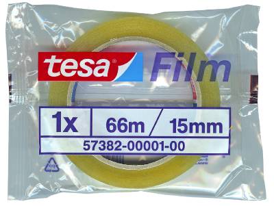 Butiks- och kontorstejp tesa 57381, 57382, KONTORSTEJP 57382 TESA TRANSPARENT 15MMX66M