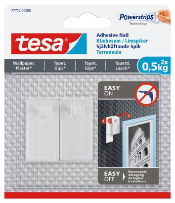 Självhäftande spik för texturerad yta Tesa, KROK SJÄLVHÄFTANDE TESA TAPET 0,5KG 2ST