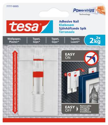 Justerbar självhäftande spik för tapet och gips Tesa, KROK SJÄLVHÄFTANDE TESA TAPET JUSTERBAR 2KG 2ST