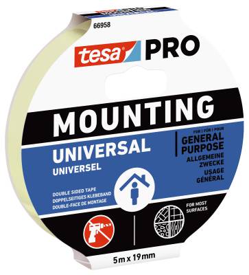 Monteringstejp Tesa Pro Universal, MONTERINGSTEJP 66958 TESA PRO UNIVERSAL 19MMX5M