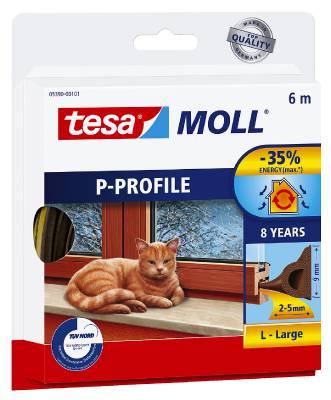 P-list självhäftande tesa 5390, 5391, 5570, TÄTNINGSLIST 5390 P-PROFIL TESA BRUN SJÄLVHÄFT 5,5X9MM 6M - 2
