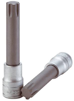 Ribe-hylsbits med 1/2" fyrkantsfäste. Teng Tools M122704-C / M122713-C, HYLSBITS 1/2 RIBE 09 100MM