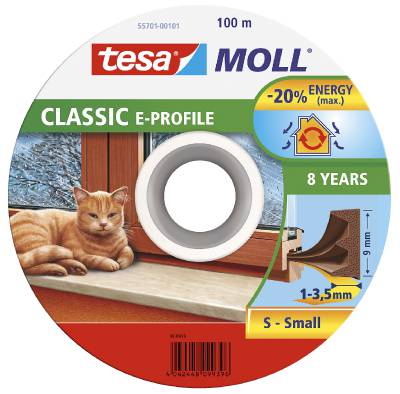 E-list självhäftande tesa 5463, 5464, 5570, TÄTNINGSLIST 55701 E-PROFIL TESA BRUN SJÄLVHÄFT 4X9MM 100M - 6