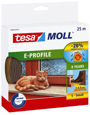 E-list självhäftande tesa 5463, 5464, 5570, TÄTNINGSLIST 55701 E-PROFIL TESA BRUN SJÄLVHÄFT 4X9MM 100M - 4
