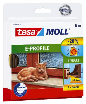 E-list självhäftande tesa 5463, 5464, 5570, TÄTNINGSLIST 55701 E-PROFIL TESA BRUN SJÄLVHÄFT 4X9MM 100M - 2