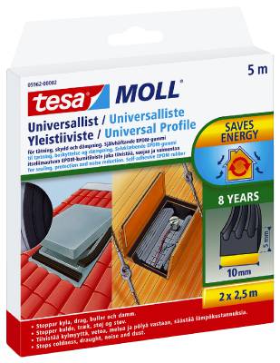 U-list självhäftande tesa 5910, 5962, TÄTNINGSLIST 5962 UNIVERSAL TESA SVART 10MMX5MM 5M - 2