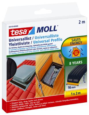 U-list självhäftande tesa 5910, 5962, TÄTNINGSLIST 5962 UNIVERSAL TESA SVART 10MMX5MM 5M