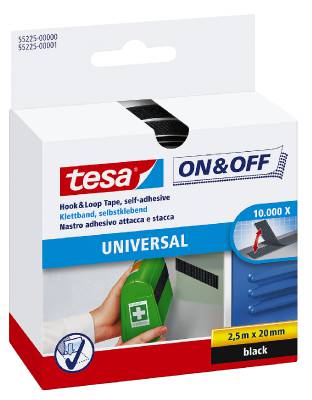 Kardborrband tesa 55224, 55225, KARDBORRBAND 55225 TESA VIT 20MMX2,5M