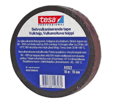 Vulkband/Tejp Tesa 62822, VULKBAND 62822 TESA SVART 19MMX10M