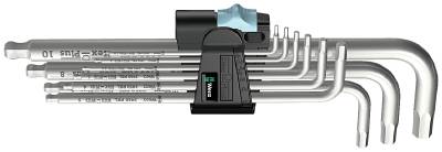Sexkantnycklar, rostfria i sats Wera 3950/9 PKL, SEXKANTNYCKELSATS 3950/9 1,5-10MM