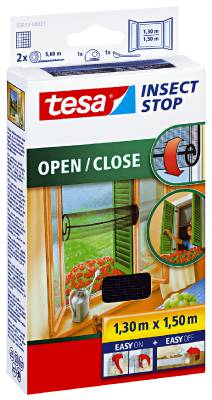 Insektsnät Open/Close för fönster tesa 55033, INSEKTSNÄT 55033 TESA SVART OPEN/CLOSE 1,3X1,5M