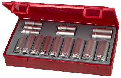 16 delars Hylssats med 3/8'' fyrkantsfäste Teng Tools TT3816, HYLSSATS LÅNGA 3/8 MM TT3816