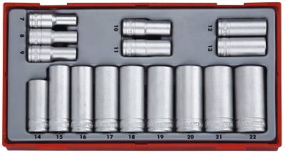 16 delars Hylssats med 3/8'' fyrkantsfäste Teng Tools TT3816, HYLSSATS LÅNGA 3/8 MM TT3816 - 2