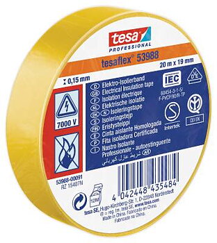 Eltejp Tesa flex 53988, ELTEJP TESAFLEX 53988 TESA GUL S-MÄRKT 19MMX20M