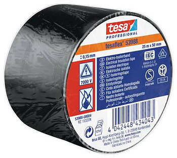 Eltejp Tesa flex 53988, ELTEJP TESAFLEX 53988 TESA SVART S-MÄRKT 50MMX25M