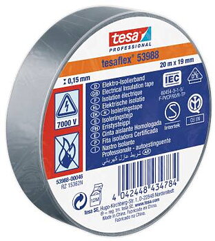 Eltejp Tesa flex 53988, ELTEJP TESAFLEX 53988 TESA GRÅ S-MÄRKT 19MMX20M