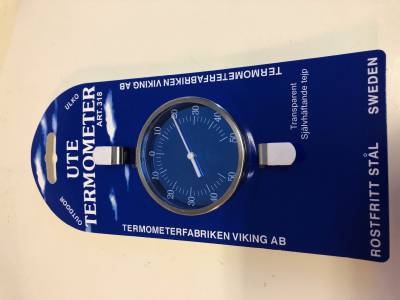 Termometer inomhus/utomhus Termometerfabriken Viking, TERMOMETER INNE/UTE ROSTFRITT STÅL 75MM
