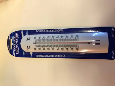 Termometer inomhus/utomhus Termometerfabriken Viking, TERMOMETER INNE/UTE PLAST VIT 268X60MM