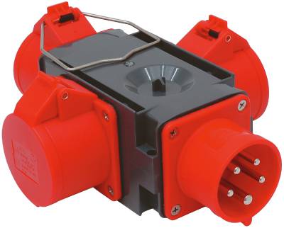 Grenuttag utan kabel CEE – 3 st. CEE BYGG-STRÖM, GRENUTTAG 3-VÄGS BYGG-STRÖM IP44 16A/400V 3X416-6