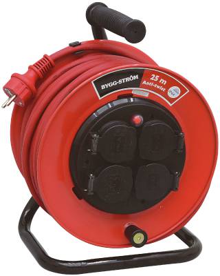 Platta för kabelvinda med fast centrum BYGG-STRÖM, KABELVINDA 4-V PRO BYGG-STRÖM H07RN-F FAST CENTER 3G2,5 25M