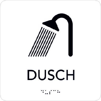 Taktil Skylt Dusch Unigraphics, SKYLT UNIGRAPHICS DUSCH TAKTIL VIT 150X150MM