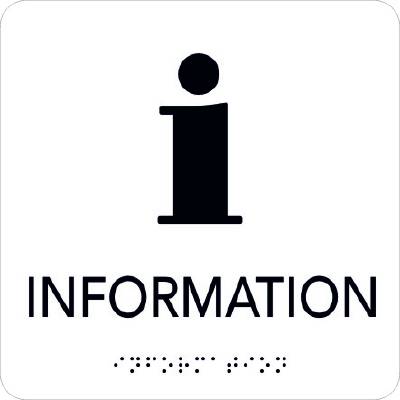 Taktil Skylt Information Unigraphics, SKYLT UNIGRAPHICS INFORMATION TAKTIL VIT 150X150MM